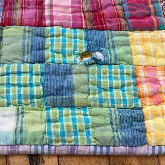 Vintage LNT Home Quilt Square Plaid Patchwork Reversible 88" x 100" - Picture 4 of 16